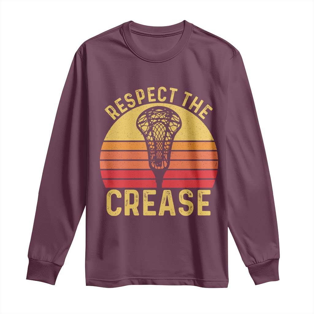 Funny Lacrosse Lax Goalie Goalkeeper Long Sleeve Shirt Respect The Crease TS11 Maroon Print Your Wear
