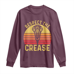Funny Lacrosse Lax Goalie Goalkeeper Long Sleeve Shirt Respect The Crease TS11 Maroon Print Your Wear