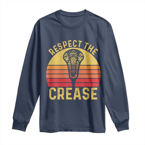 Funny Lacrosse Lax Goalie Goalkeeper Long Sleeve Shirt Respect The Crease TS11 Navy Print Your Wear