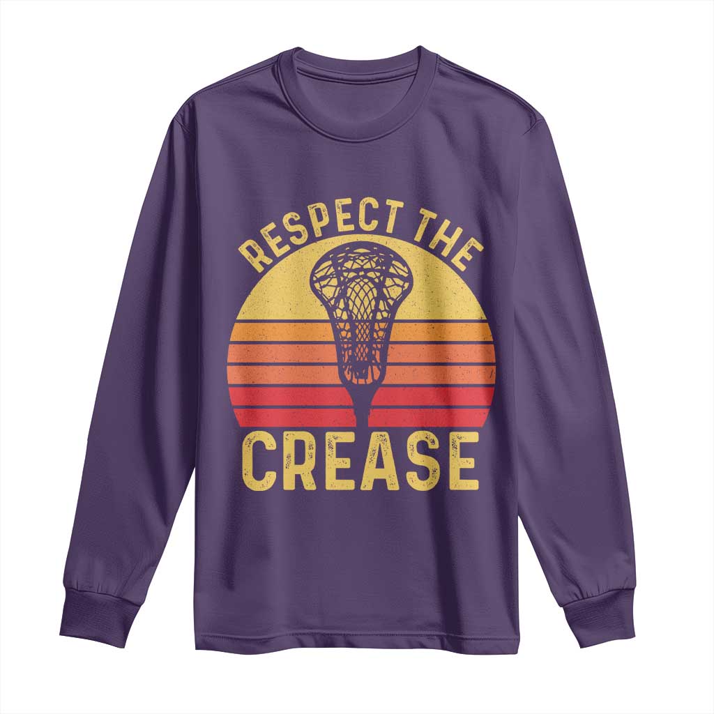 Funny Lacrosse Lax Goalie Goalkeeper Long Sleeve Shirt Respect The Crease TS11 Purple Print Your Wear