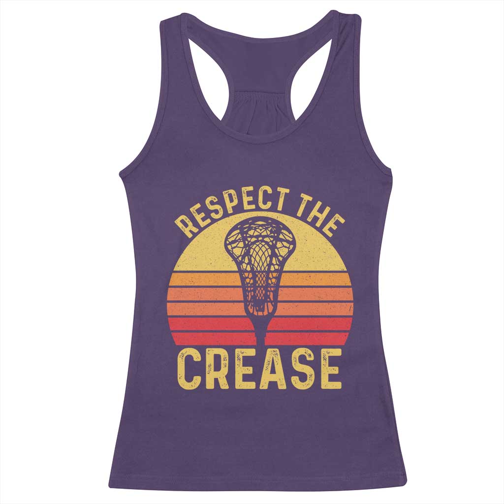 Funny Lacrosse Lax Goalie Goalkeeper Racerback Tank Top Respect The Crease TS11 Purple Print Your Wear