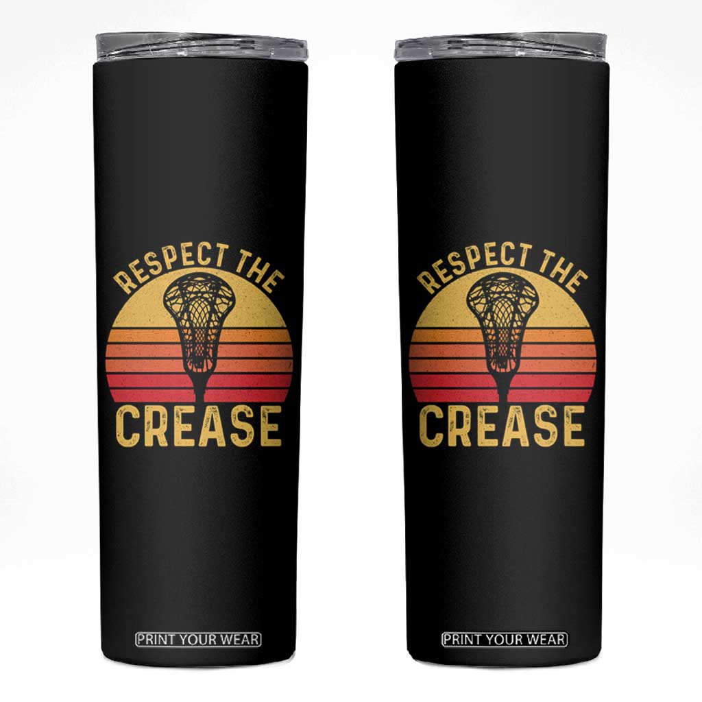 Funny Lacrosse Lax Goalie Goalkeeper Skinny Tumbler Respect The Crease TS11 Black Print Your Wear