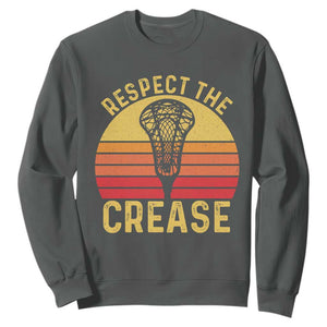 Funny Lacrosse Lax Goalie Goalkeeper Sweatshirt Respect The Crease TS11 Dark Heather Print Your Wear