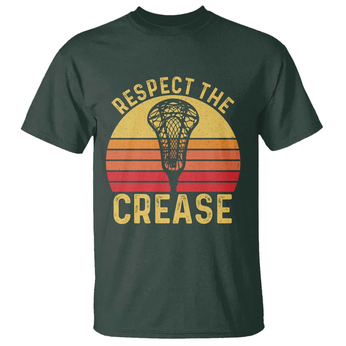 Funny Lacrosse Lax Goalie Goalkeeper T Shirt Respect The Crease TS11 Dark Forest Green Print Your Wear