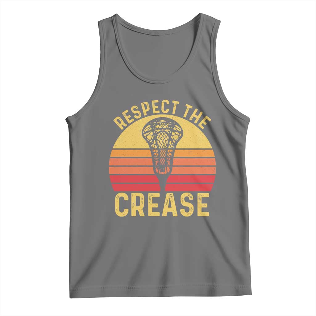 Funny Lacrosse Lax Goalie Goalkeeper Tank Top Respect The Crease TS11 Black Heather Print Your Wear