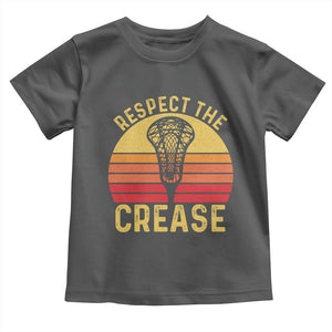 Funny Lacrosse Lax Goalie Goalkeeper Toddler T Shirt Respect The Crease TS11 Dark Heather Print Your Wear