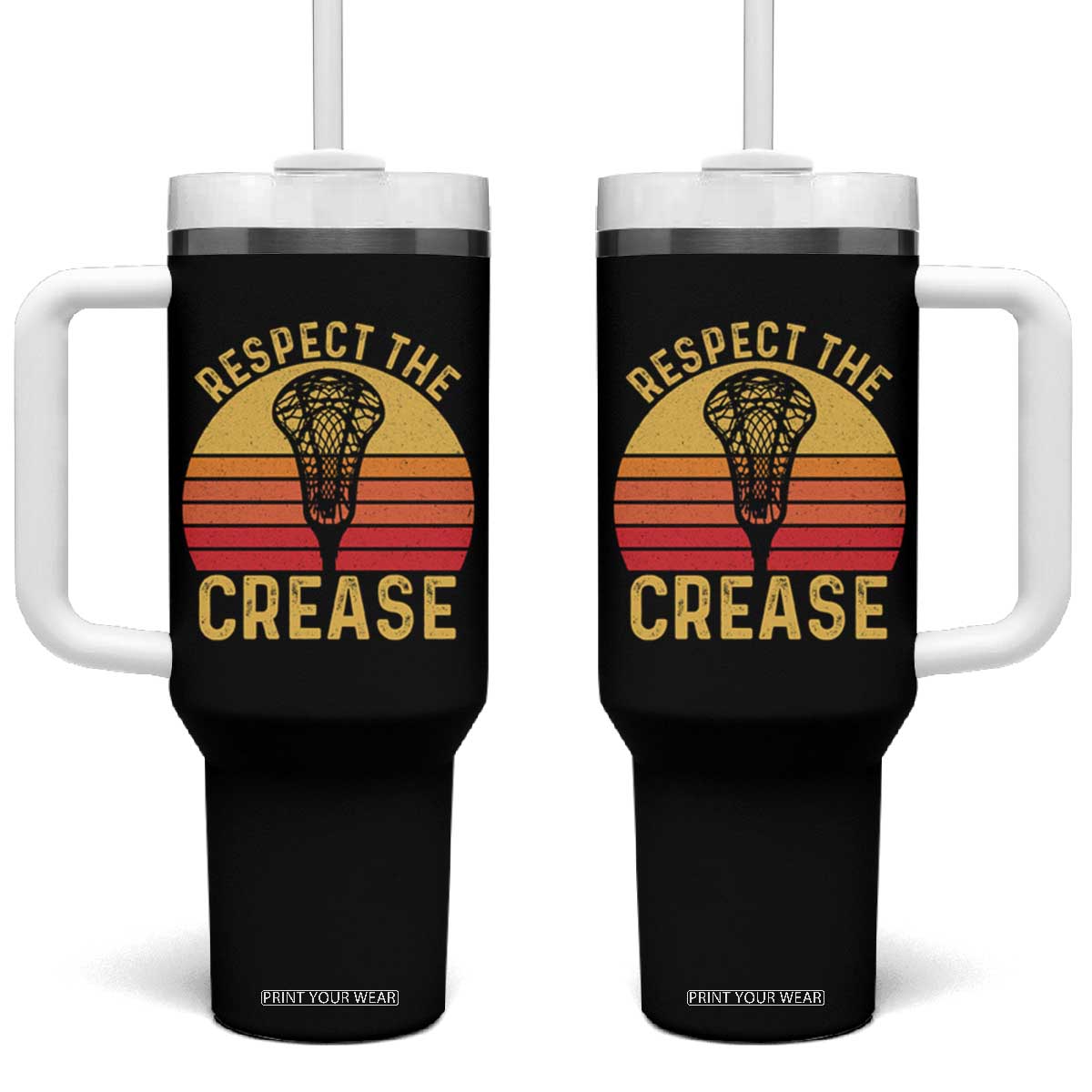 Funny Lacrosse Lax Goalie Goalkeeper Tumbler With Handle Respect The Crease TS11 One Size: 40 oz Black Print Your Wear