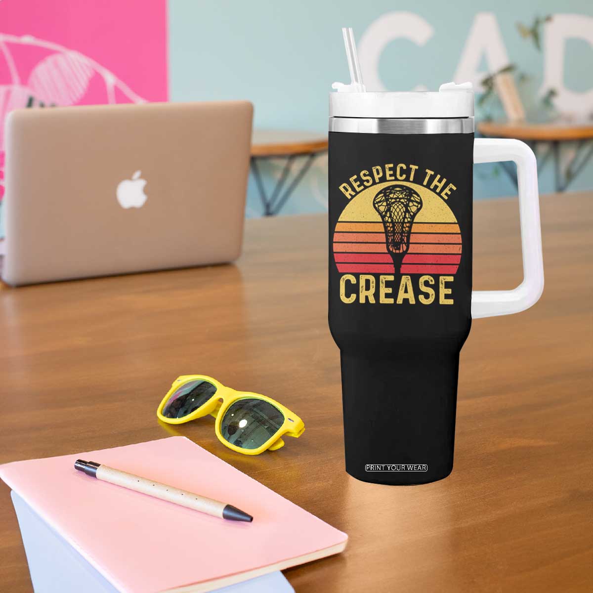 Funny Lacrosse Lax Goalie Goalkeeper Tumbler With Handle Respect The Crease TS11 Print Your Wear