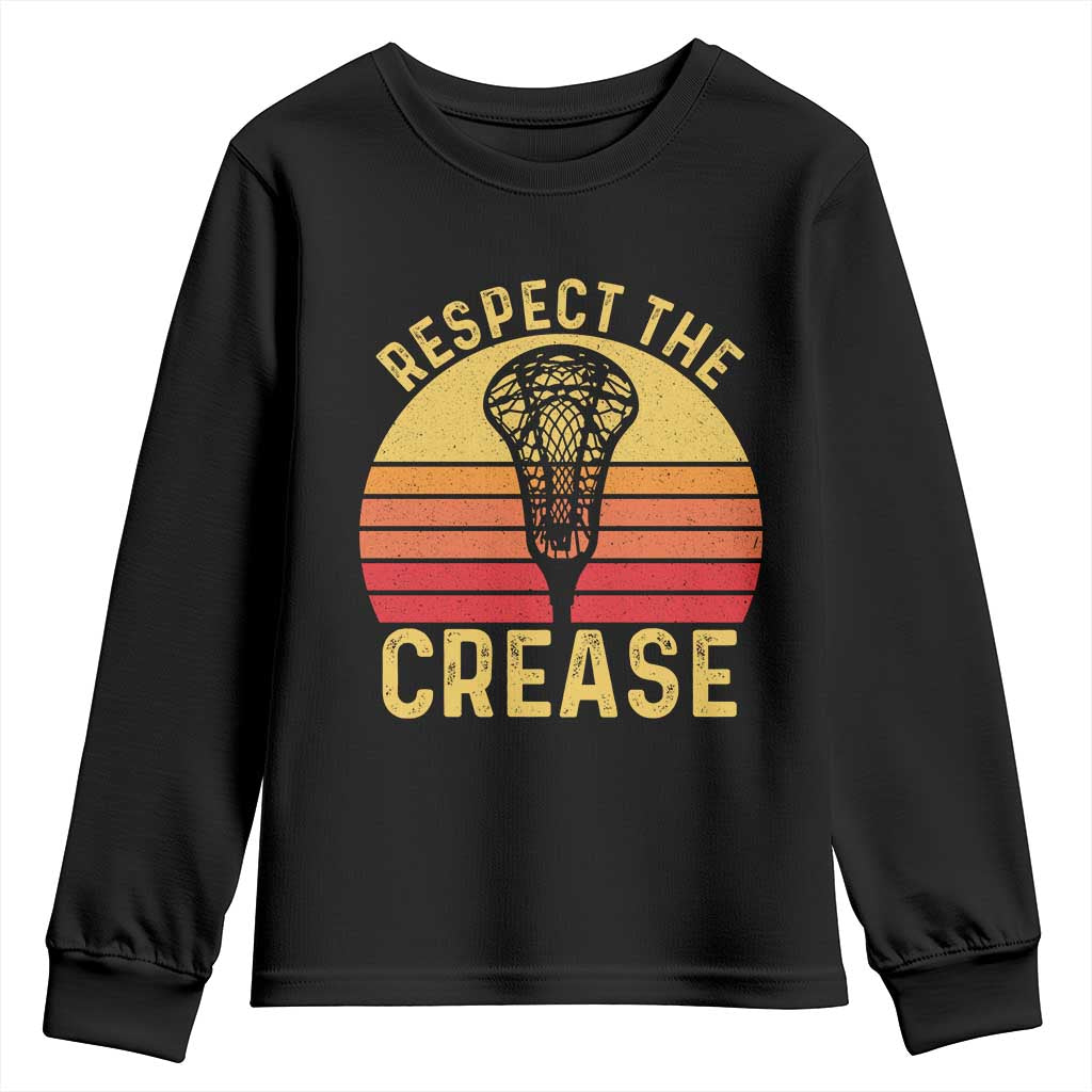 Funny Lacrosse Lax Goalie Goalkeeper Youth Sweatshirt Respect The Crease TS11 Black Print Your Wear