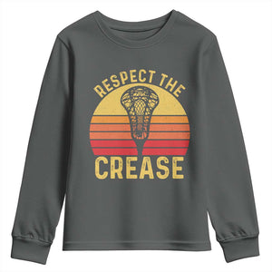 Funny Lacrosse Lax Goalie Goalkeeper Youth Sweatshirt Respect The Crease TS11 Dark Heather Print Your Wear