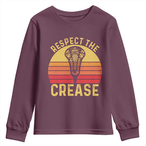 Funny Lacrosse Lax Goalie Goalkeeper Youth Sweatshirt Respect The Crease TS11 Maroon Print Your Wear