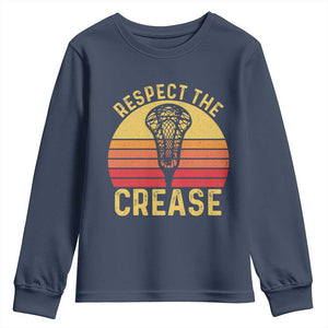 Funny Lacrosse Lax Goalie Goalkeeper Youth Sweatshirt Respect The Crease TS11 Navy Print Your Wear