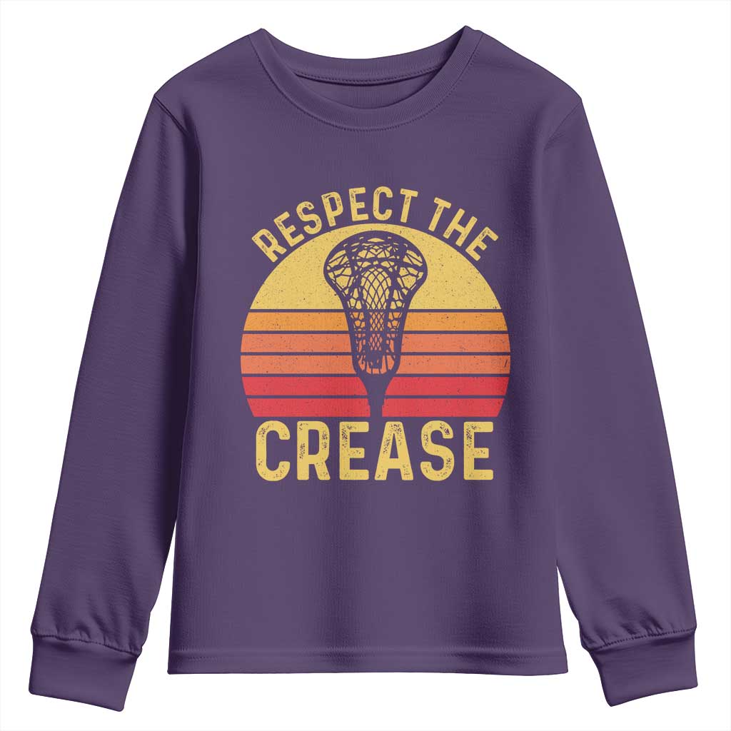 Funny Lacrosse Lax Goalie Goalkeeper Youth Sweatshirt Respect The Crease TS11 Purple Print Your Wear