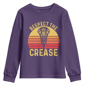 Funny Lacrosse Lax Goalie Goalkeeper Youth Sweatshirt Respect The Crease TS11 Purple Print Your Wear