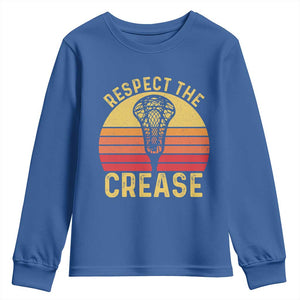 Funny Lacrosse Lax Goalie Goalkeeper Youth Sweatshirt Respect The Crease TS11 Royal Blue Print Your Wear