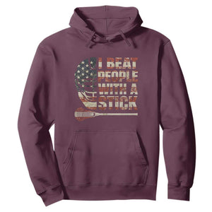 Funny Lacrosse Lax Hoodie I Beat People With A Stick Vintage American Flag TS11 Maroon Print Your Wear