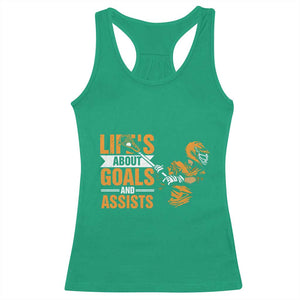 Funny Lacrosse Lax Player Racerback Tank Top Life's About Goals And Assists TS11 Irish Green Print Your Wear