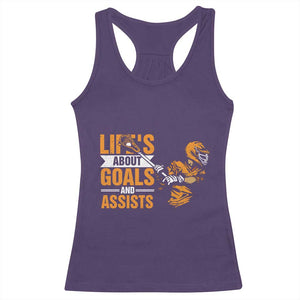 Funny Lacrosse Lax Player Racerback Tank Top Life's About Goals And Assists TS11 Purple Print Your Wear