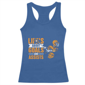 Funny Lacrosse Lax Player Racerback Tank Top Life's About Goals And Assists TS11 Royal Blue Print Your Wear