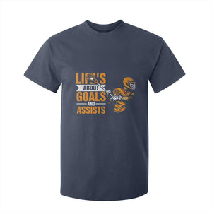 Funny Lacrosse Lax Player T Shirt For Kid Life's About Goals And Assists TS11 Navy Print Your Wear