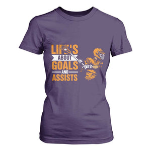 Funny Lacrosse Lax Player T Shirt For Women Life's About Goals And Assists TS11 Purple Print Your Wear