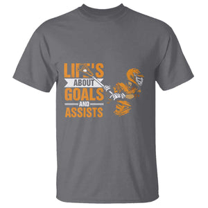 Funny Lacrosse Lax Player T Shirt Life's About Goals And Assists TS11 Charcoal Print Your Wear