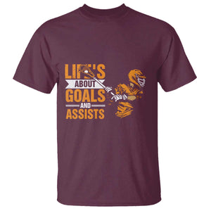 Funny Lacrosse Lax Player T Shirt Life's About Goals And Assists TS11 Maroon Print Your Wear