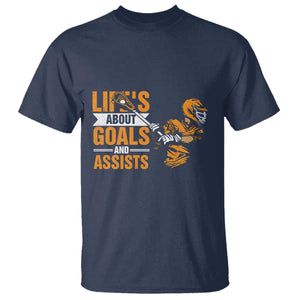 Funny Lacrosse Lax Player T Shirt Life's About Goals And Assists TS11 Navy Print Your Wear