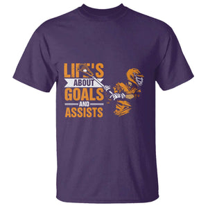Funny Lacrosse Lax Player T Shirt Life's About Goals And Assists TS11 Purple Print Your Wear