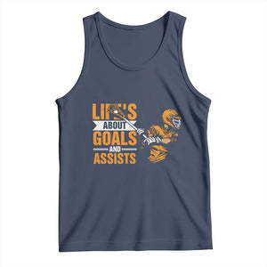 Funny Lacrosse Lax Player Tank Top Life's About Goals And Assists TS11 Navy Print Your Wear