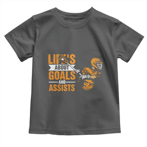 Funny Lacrosse Lax Player Toddler T Shirt Life's About Goals And Assists TS11 Dark Heather Print Your Wear