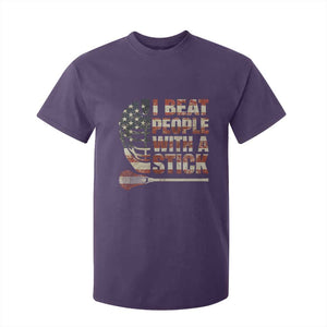 Funny Lacrosse Lax T Shirt For Kid I Beat People With A Stick Vintage American Flag TS11 Purple Print Your Wear