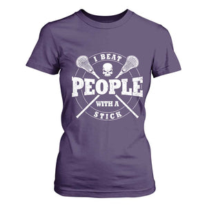 Funny Lacrosse Lax T Shirt For Women I Beat People With A Stick Skull TS11 Purple Print Your Wear