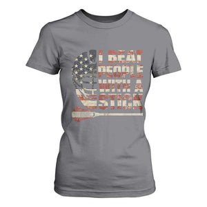 Funny Lacrosse Lax T Shirt For Women I Beat People With A Stick Vintage American Flag TS11 Charcoal Print Your Wear