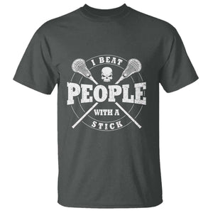Funny Lacrosse Lax T Shirt I Beat People With A Stick Skull TS11 Dark Heather Print Your Wear