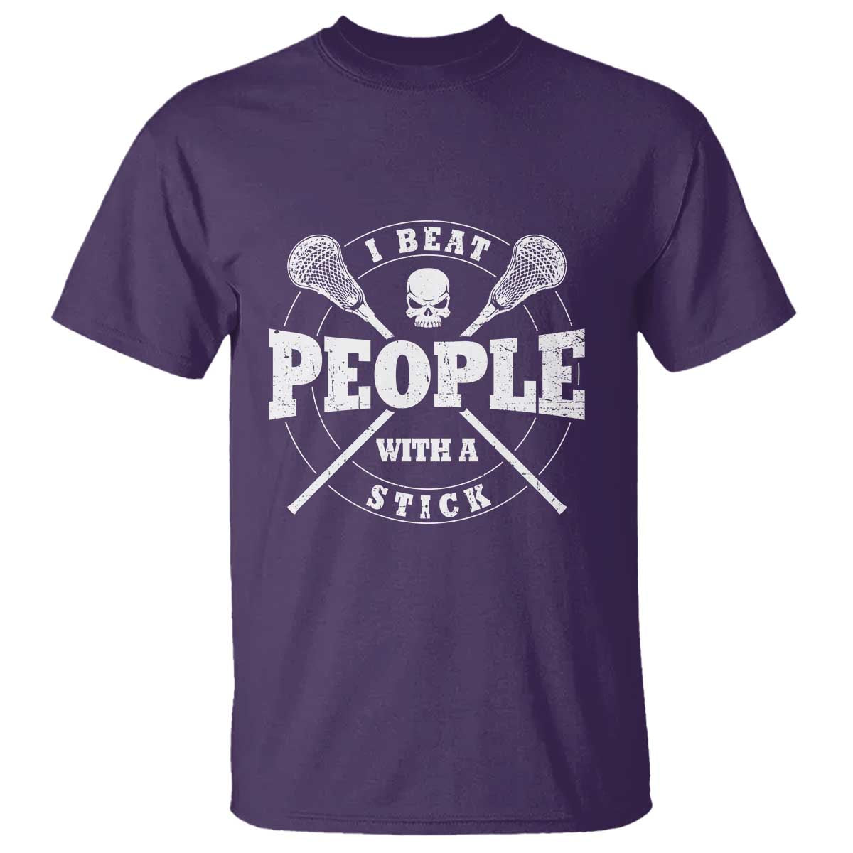 Funny Lacrosse Lax T Shirt I Beat People With A Stick Skull TS11 Purple Print Your Wear