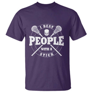 Funny Lacrosse Lax T Shirt I Beat People With A Stick Skull TS11 Purple Print Your Wear
