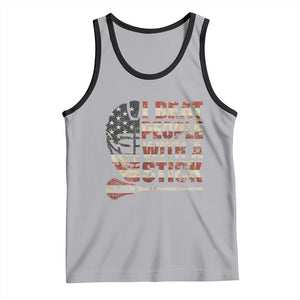Funny Lacrosse Lax Tank Top I Beat People With A Stick Vintage American Flag TS11 Athletic Heather Black Print Your Wear