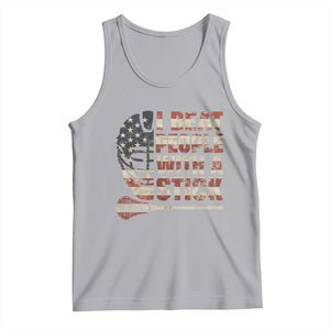 Funny Lacrosse Lax Tank Top I Beat People With A Stick Vintage American Flag TS11 Athletic Heather Print Your Wear