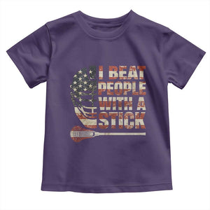 Funny Lacrosse Lax Toddler T Shirt I Beat People With A Stick Vintage American Flag TS11 Purple Print Your Wear