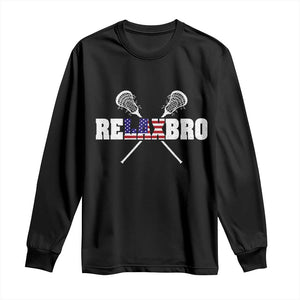Funny Lacrosse Long Sleeve Shirt American Flag Relax Bro Lax Lover Joke TS10 Black Print Your Wear