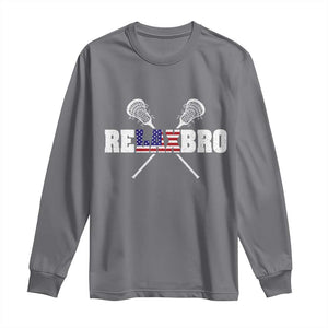 Funny Lacrosse Long Sleeve Shirt American Flag Relax Bro Lax Lover Joke TS10 Charcoal Print Your Wear