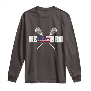 Funny Lacrosse Long Sleeve Shirt American Flag Relax Bro Lax Lover Joke TS10 Dark Chocolate Print Your Wear