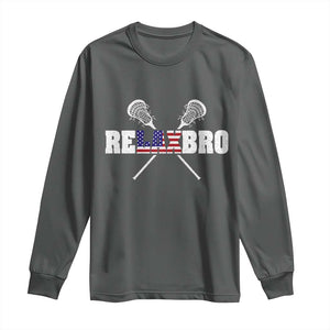 Funny Lacrosse Long Sleeve Shirt American Flag Relax Bro Lax Lover Joke TS10 Dark Heather Print Your Wear