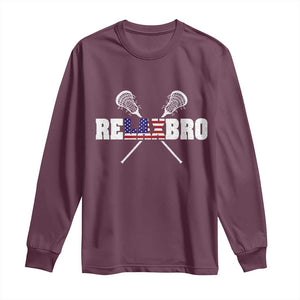 Funny Lacrosse Long Sleeve Shirt American Flag Relax Bro Lax Lover Joke TS10 Maroon Print Your Wear