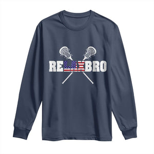 Funny Lacrosse Long Sleeve Shirt American Flag Relax Bro Lax Lover Joke TS10 Navy Print Your Wear