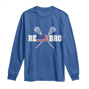 Funny Lacrosse Long Sleeve Shirt American Flag Relax Bro Lax Lover Joke TS10 Royal Blue Print Your Wear