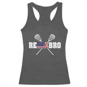 Funny Lacrosse Racerback Tank Top American Flag Relax Bro Lax Lover Joke TS10 Dark Heather Print Your Wear