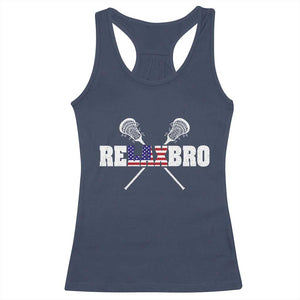 Funny Lacrosse Racerback Tank Top American Flag Relax Bro Lax Lover Joke TS10 Navy Print Your Wear
