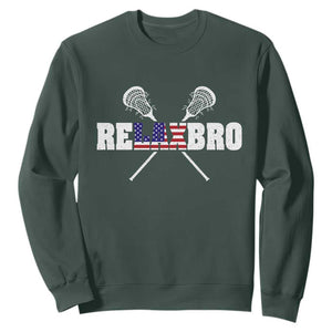 Funny Lacrosse Sweatshirt American Flag Relax Bro Lax Lover Joke TS10 Dark Forest Green Print Your Wear